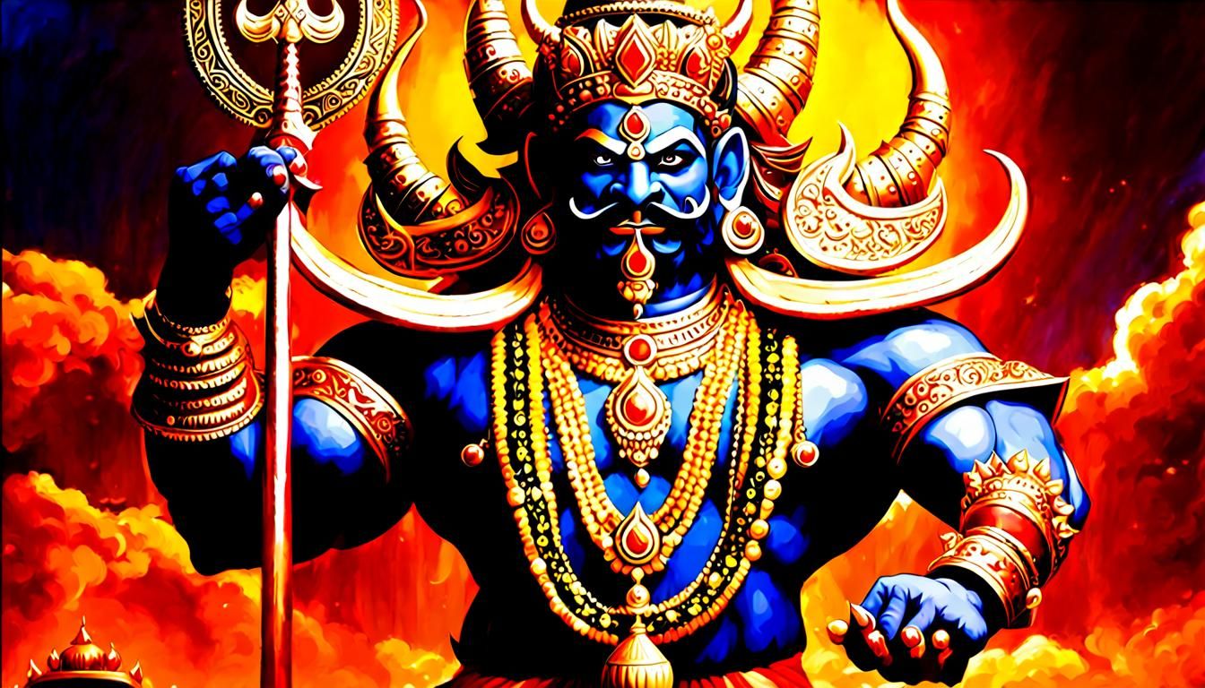 Ravana: Ten-Headed Demon King Fine Art Painting