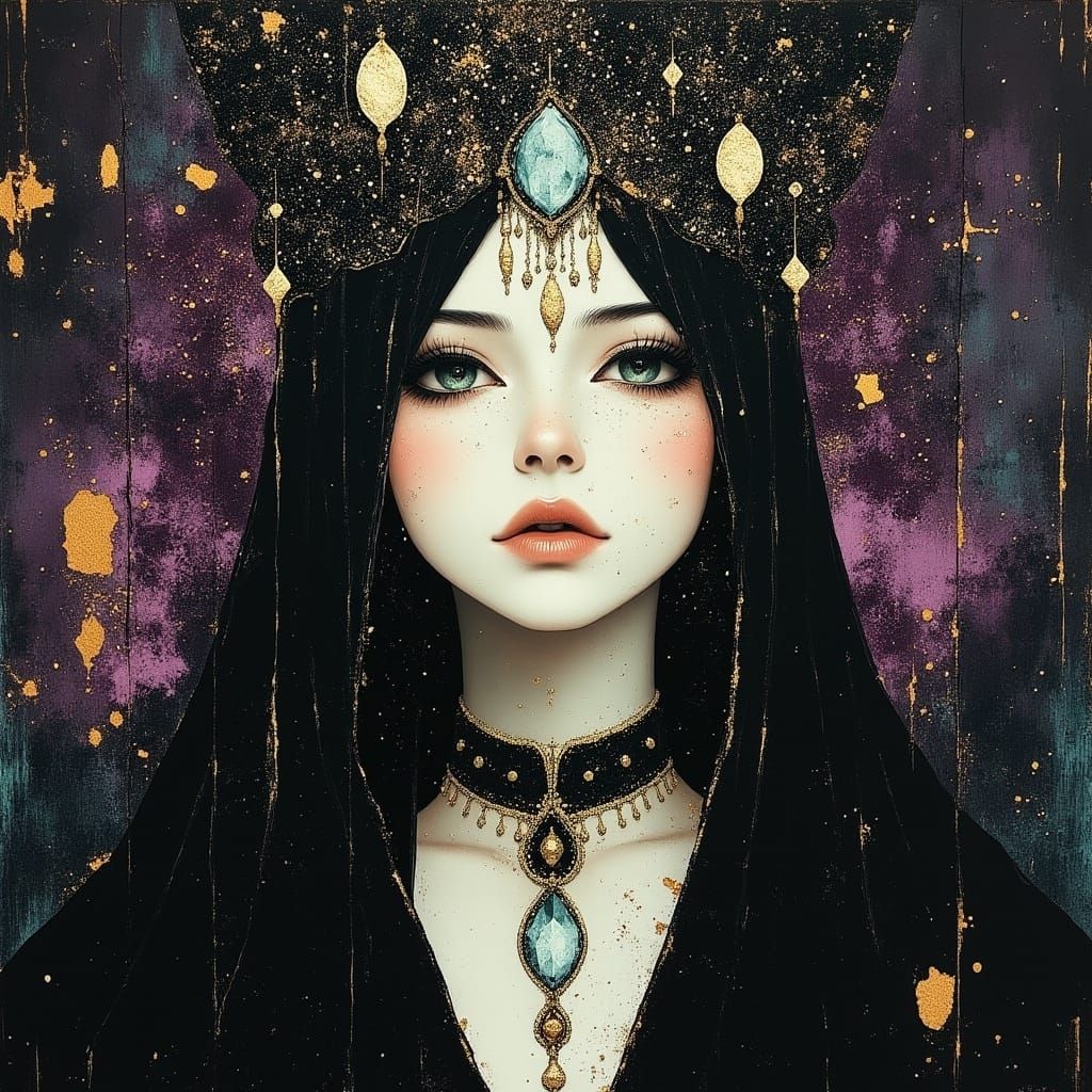 Victorian Vampire in Antique Headdress