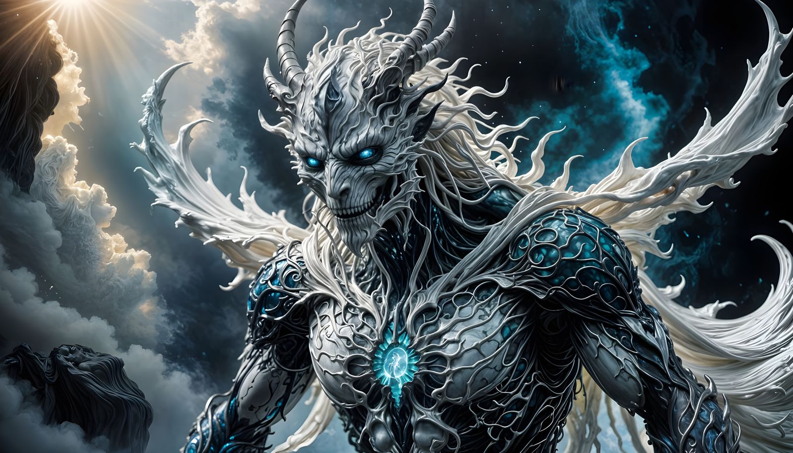 Surreal Mythical Beast Descends into Abyssal Depths