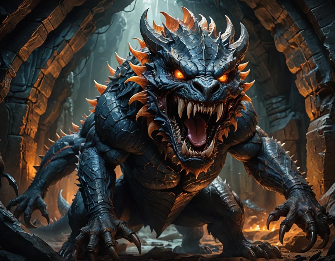 Epic Dark Fantasy Creature in Hyper-Realistic Close-Up