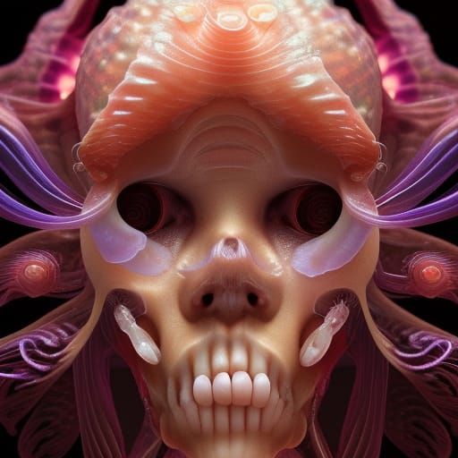 Goddess Portrait with Bioluminescent Jellyfish in Octane Ren...