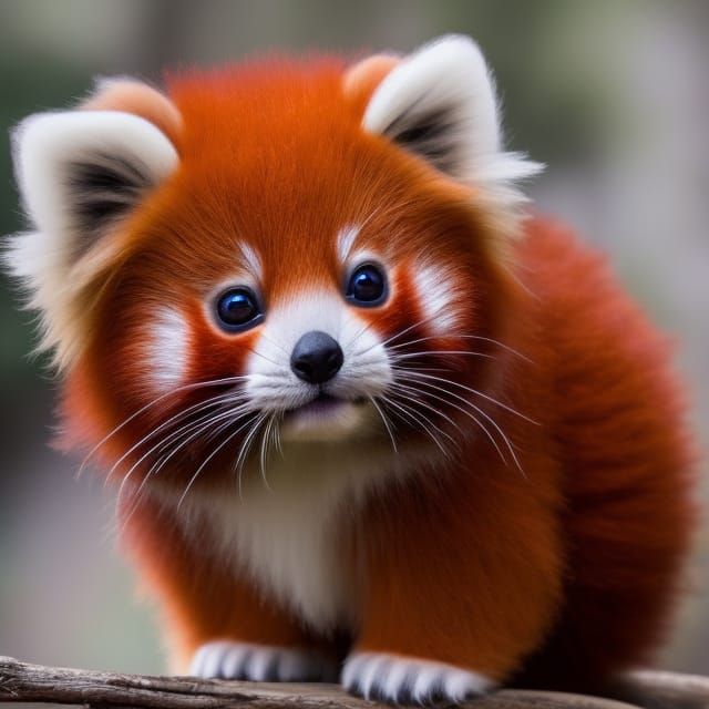 Adorable Red Panda Kitten with Big Eyes