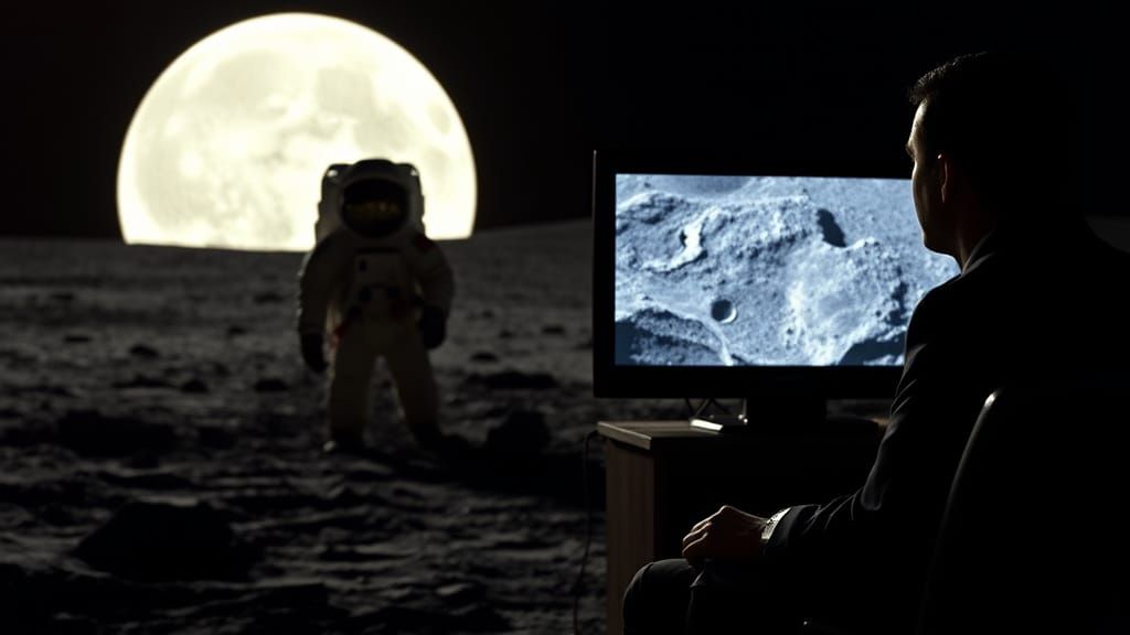 Mysterious Figure Behind Apollo Lunar Module