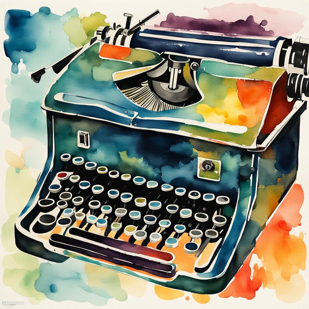 Abstract Watercolor Vintage Typewriter Art