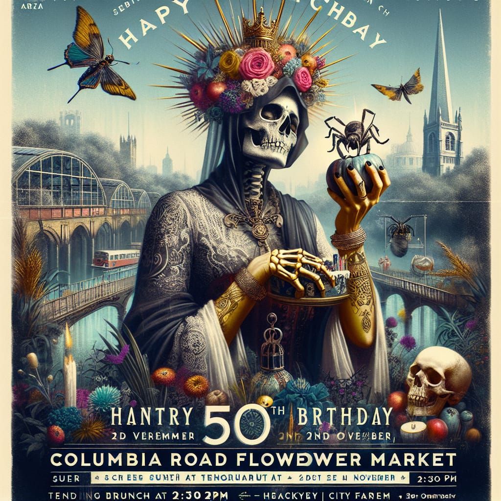 50th Birthday Flyer: Day of the Dead & Halloween at Flower M...