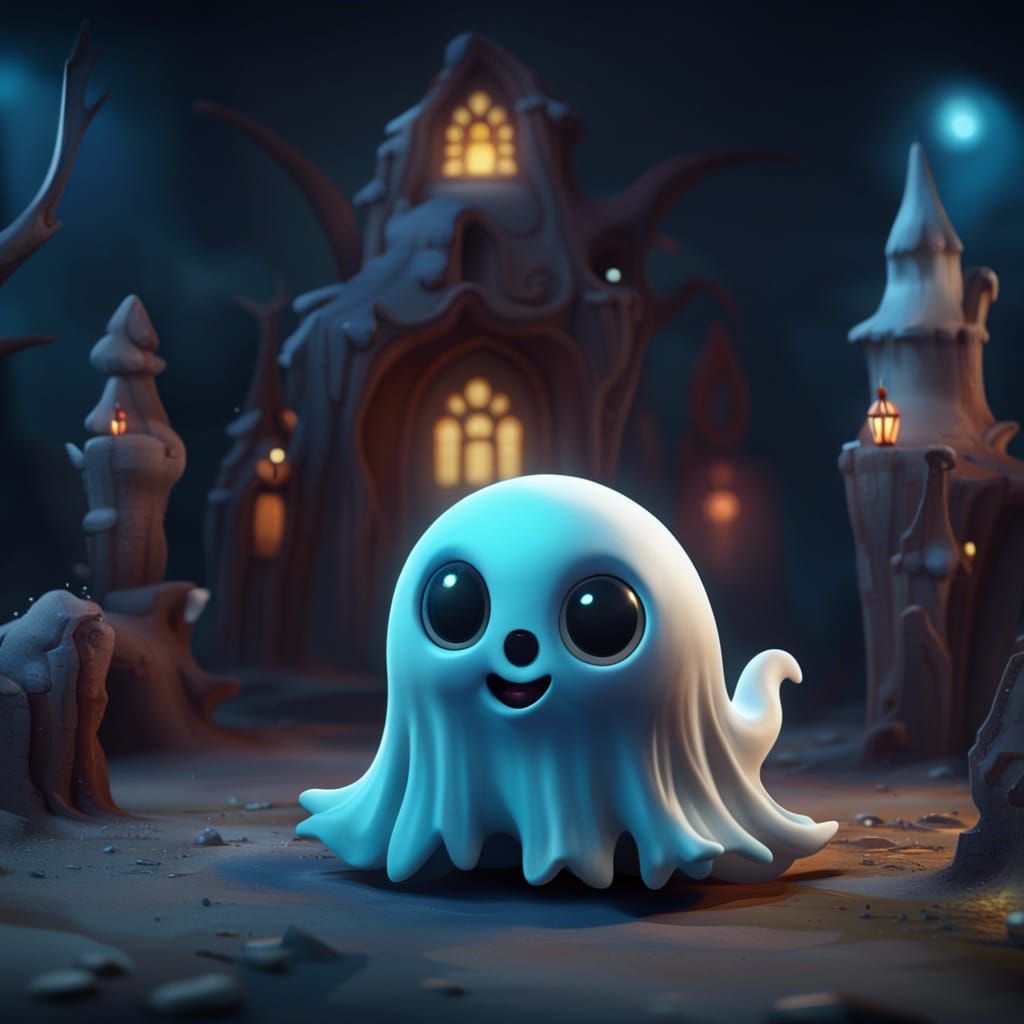 Cute Animal Ghost in Detailed Matte Painting