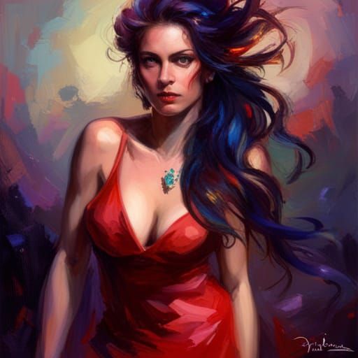 Scorpio Goddess Portrait in Psychedelic Digital Art