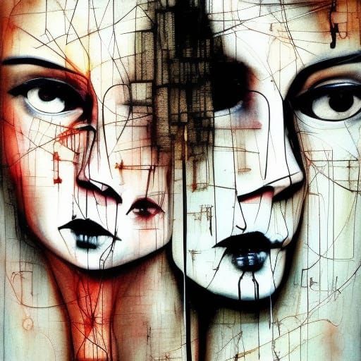 Claymation Portrait with Bioluminescence and Ink Drips