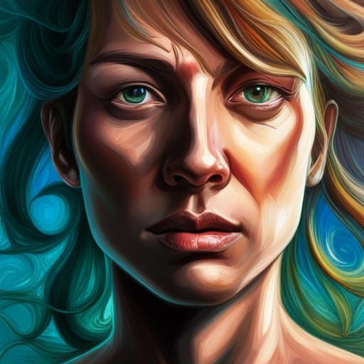 Hyperrealistic Face with Dramatic Lighting