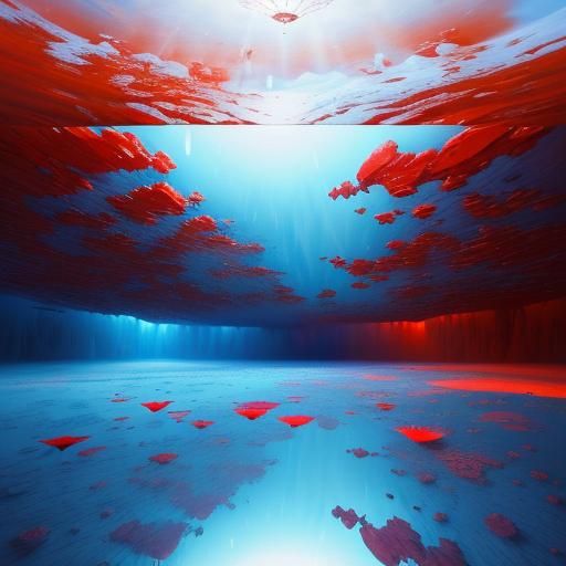 Poppy-Filled Ice Palace on Mars: Surreal Oil Painting