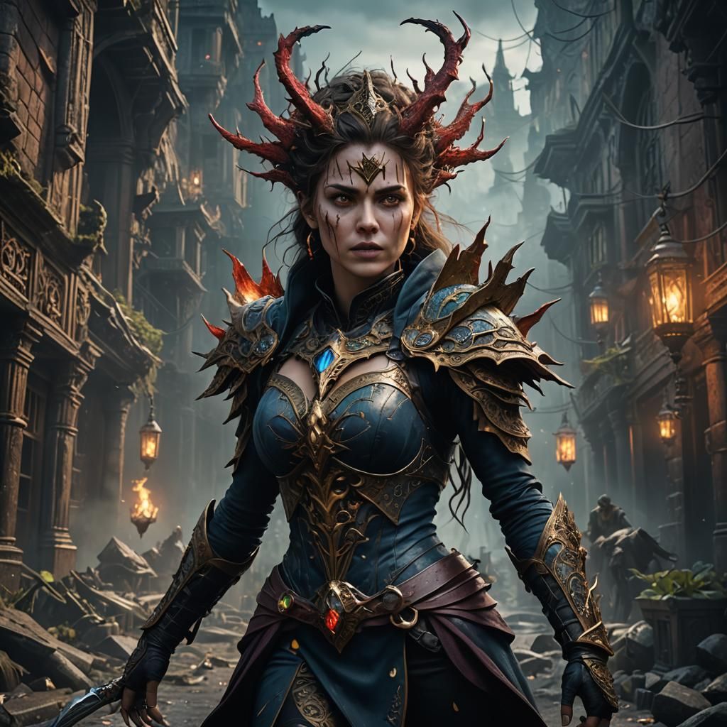 Terrifying Woman in Detailed Matte Painting