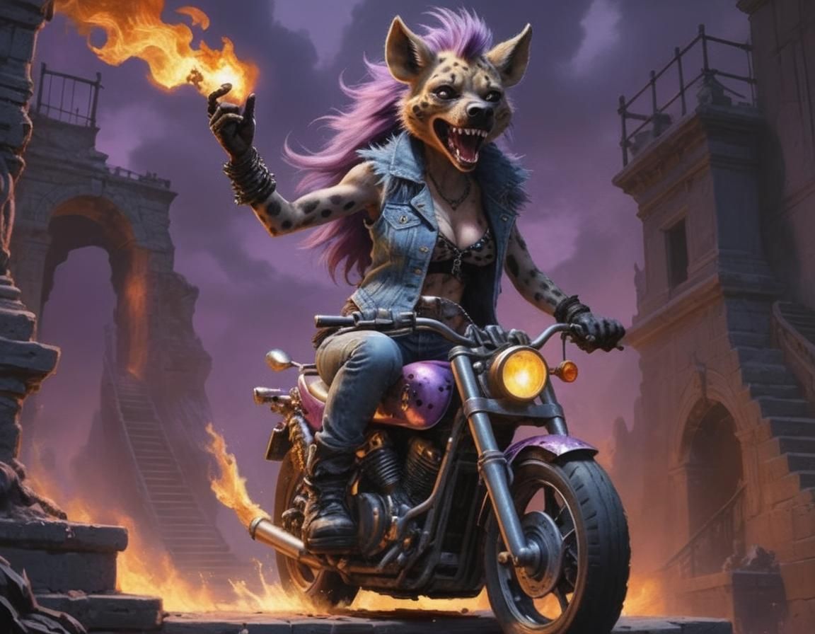 Furry Hyena Motorcycle Ride Through Hell