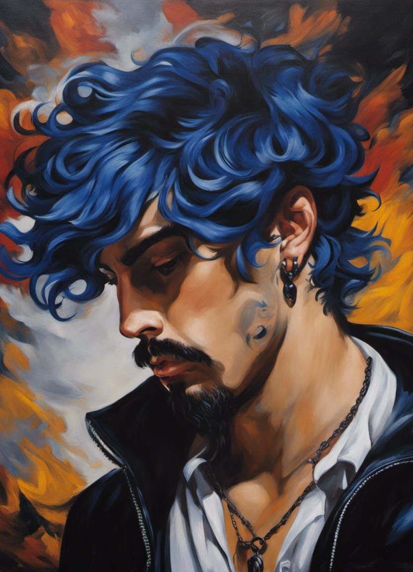 Gothic Male Portrait in Acrylic Caravaggio Style