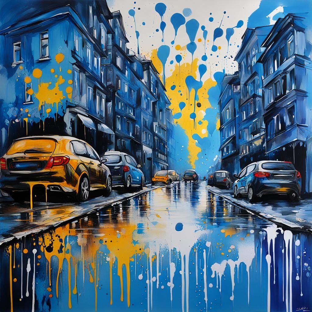 City at Night in Graffiti Art Style