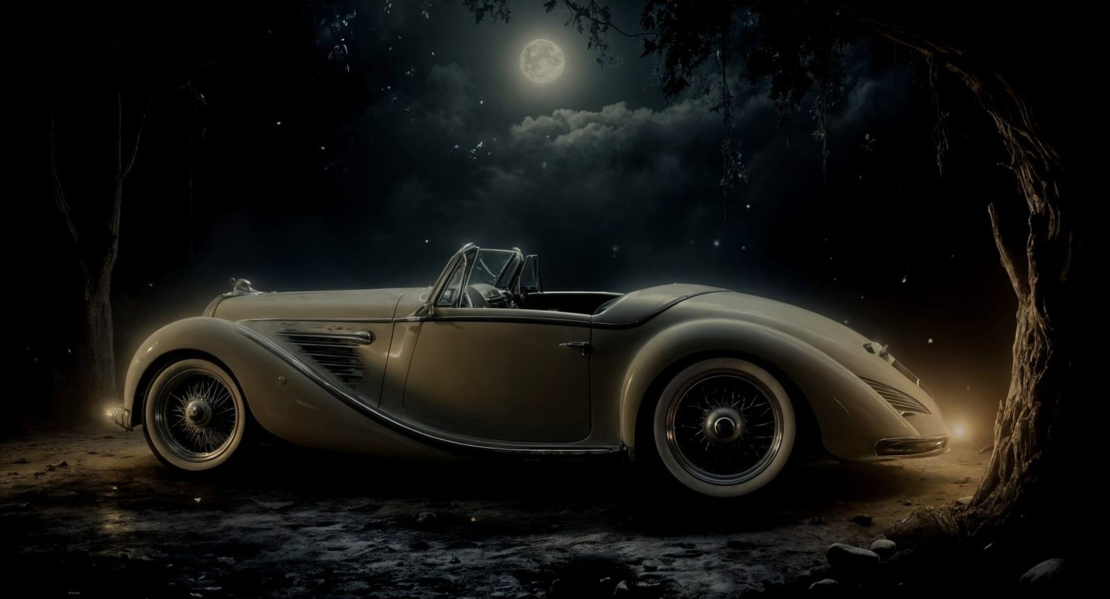 Classic White Convertible Car with Italian Spoked Rims