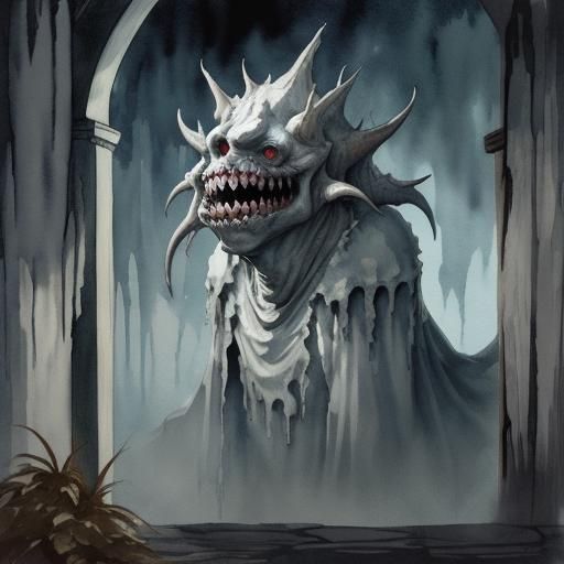 Mischievous One-Eyed Monster Peeking: Watercolor Art