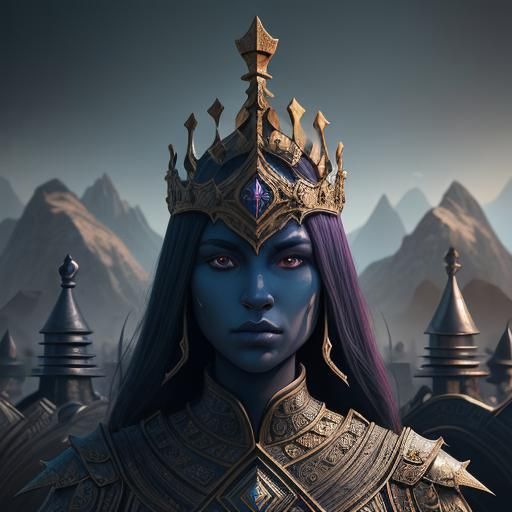 Chess Pieces: Detailed Matte Painting in Deep Color