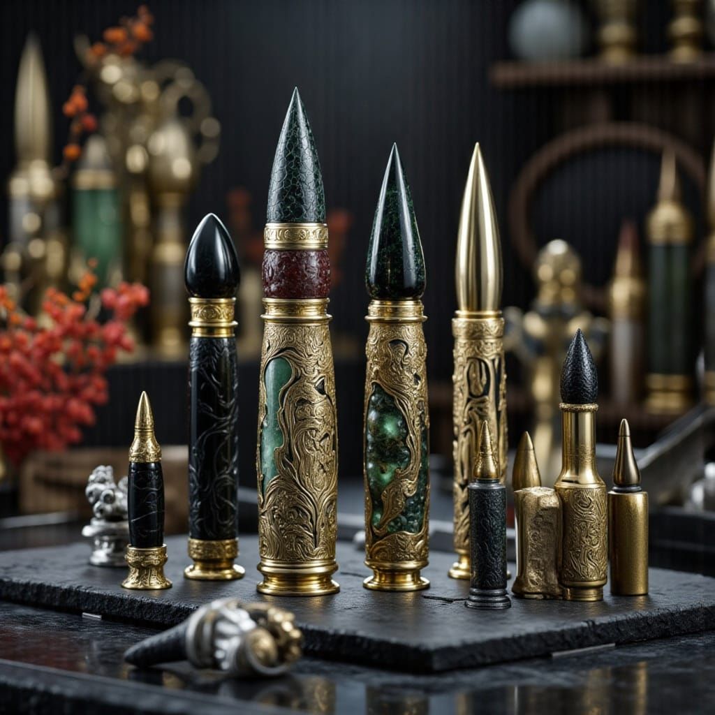 Exotic Obsidian and Jade Bullets on Workbench