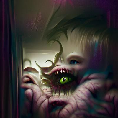Sinister Monster Lurking in a Dark Closet