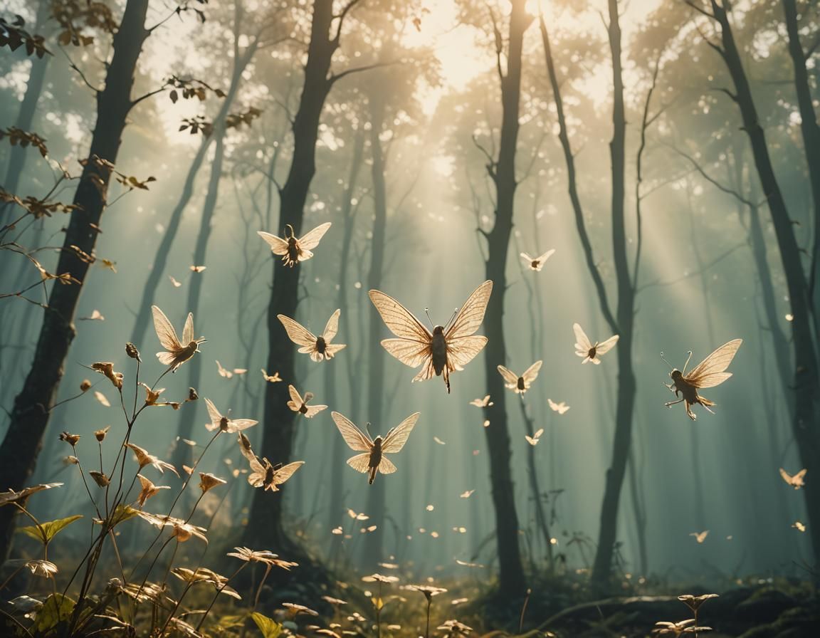 Fairies Flying in Fairyland: Cinematic Film Still