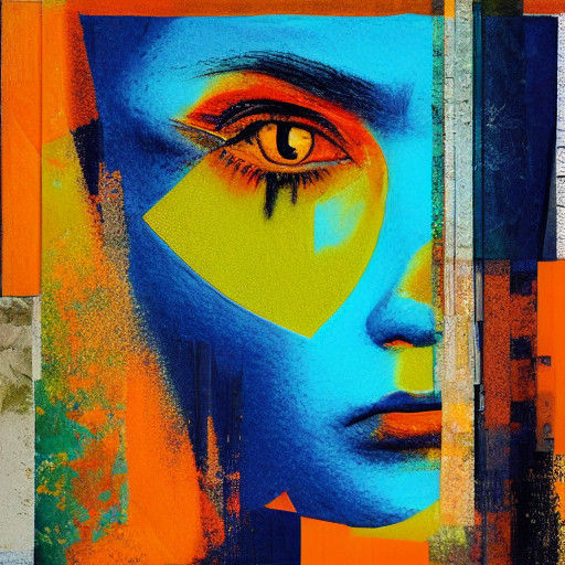 Abstract Portrait in Vibrant Collage Style
