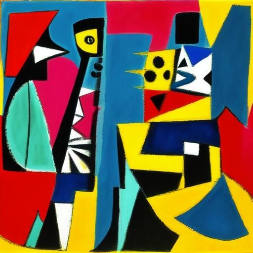 Abstract Painting in Tamayo-Picasso Style