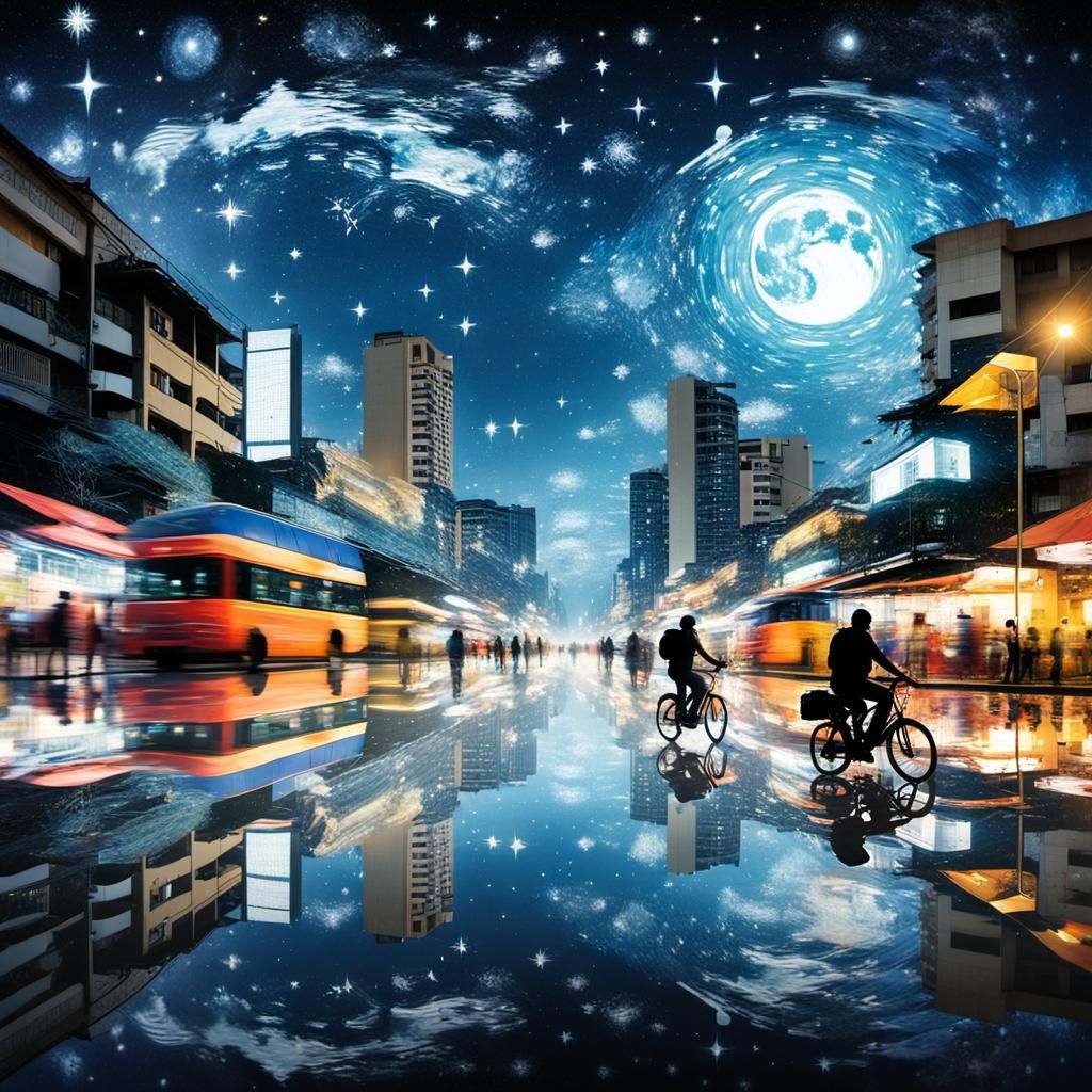 Manila Nightlife: A Double Exposure Silhouette Symphony