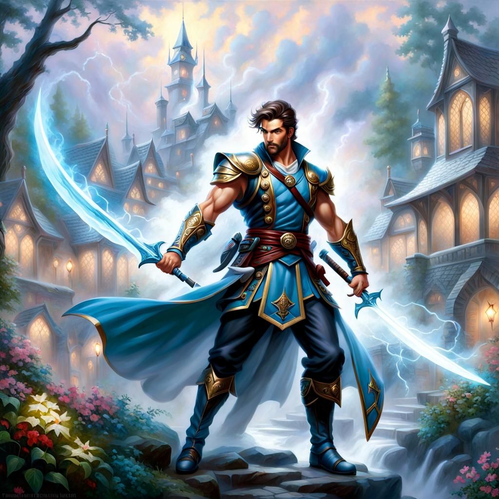 Ethereal Fantasy Male Fighter in Mist