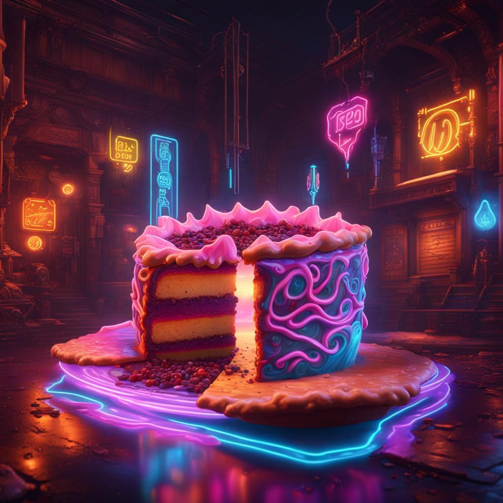 Detailed Neon Pie Concept Art in Unreal Engine