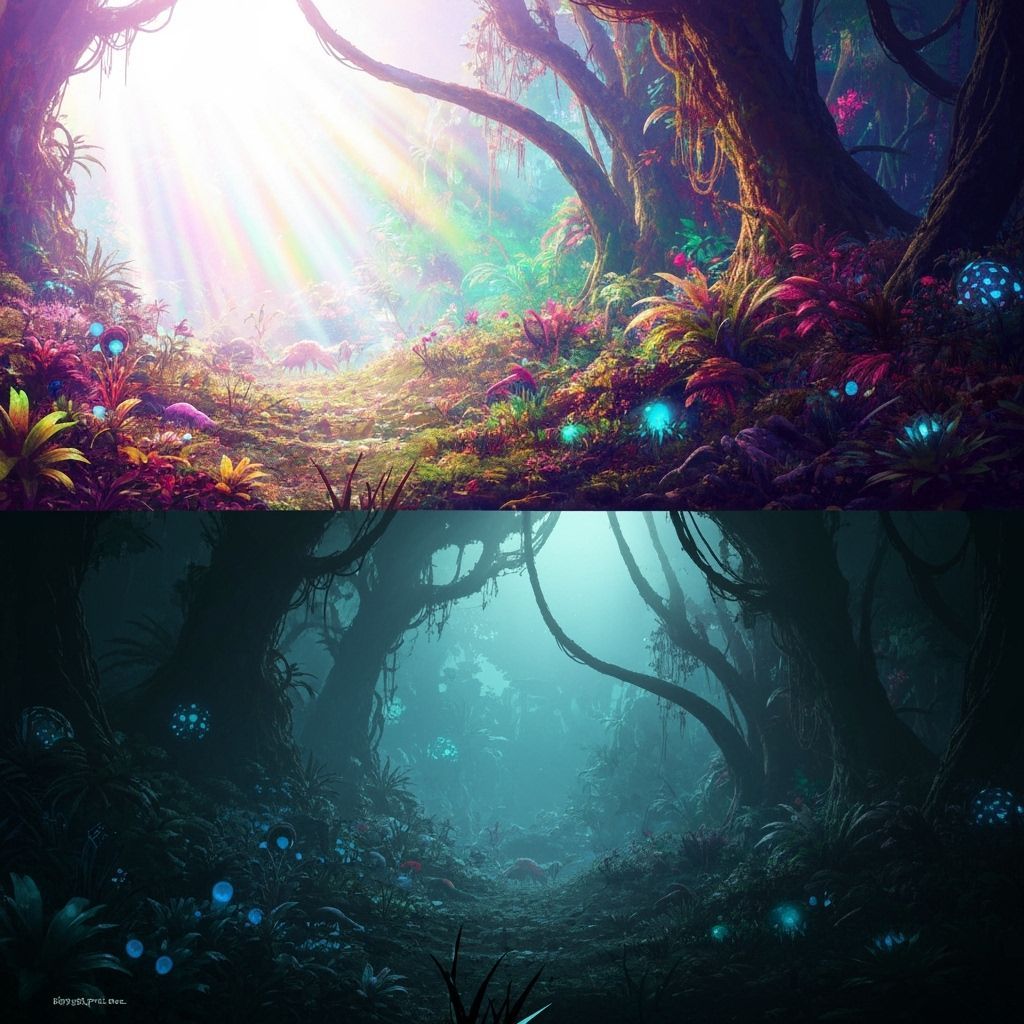 Alien Jungle: Day and Night in Surreal Style