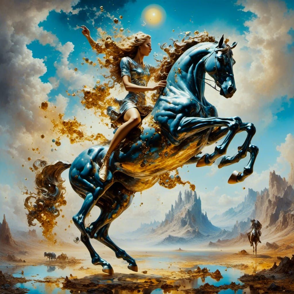 Surreal Centaur in Melting Oil on Canvas Style