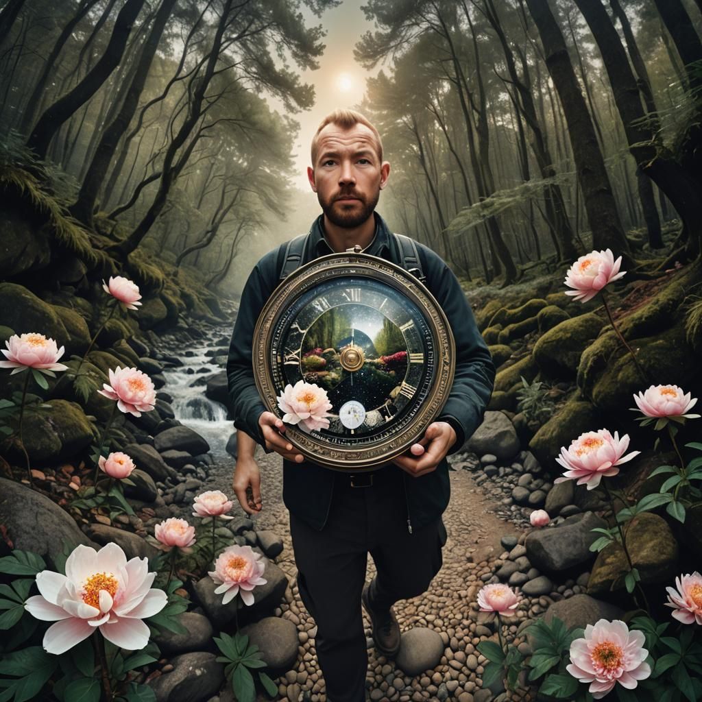 Tintin Self Portrait in Dark Forest: Pointillism