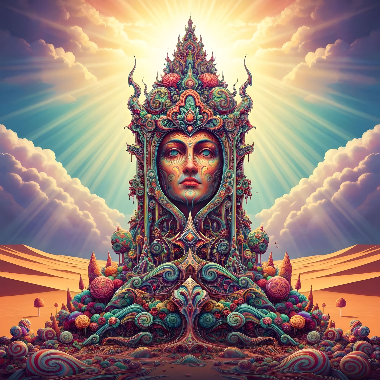 Psychedelic Holy Grail in Desert Matte Painting