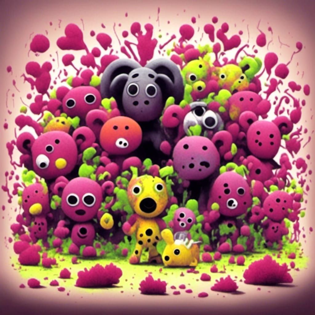 Googly Eyed Toys in Graffiti Art Style