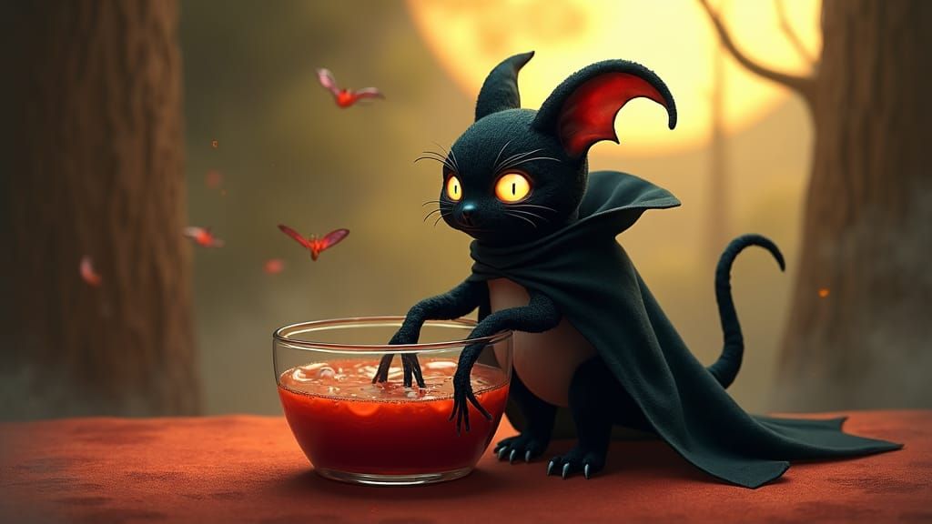 Vampire Monster at Punch Bowl in Pop Art Style