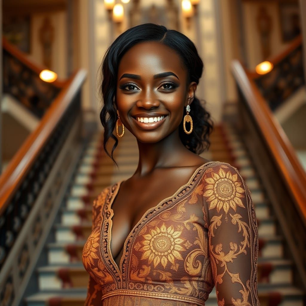 Elegant Woman in Moroccan Dress, Photorealistic Portrait