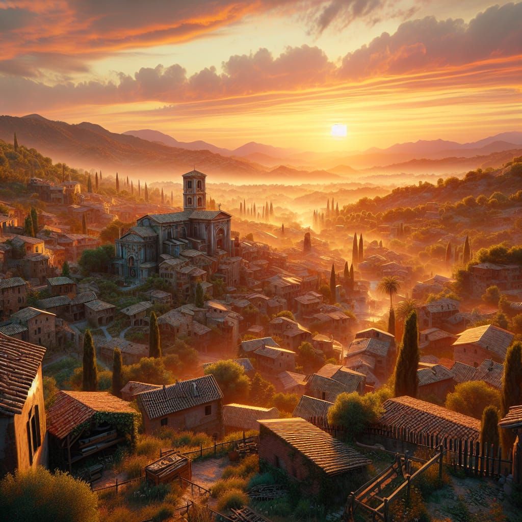 Sunset Over Barbarano Romano: 3D Game Cinematic