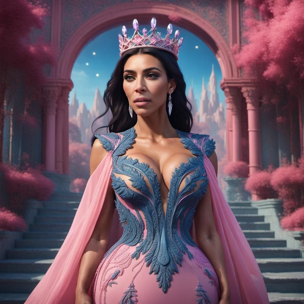 Woman with Crystal Crown in Pink Dress