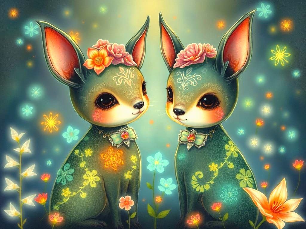 Magical Animals Amidst Enchanted Flora