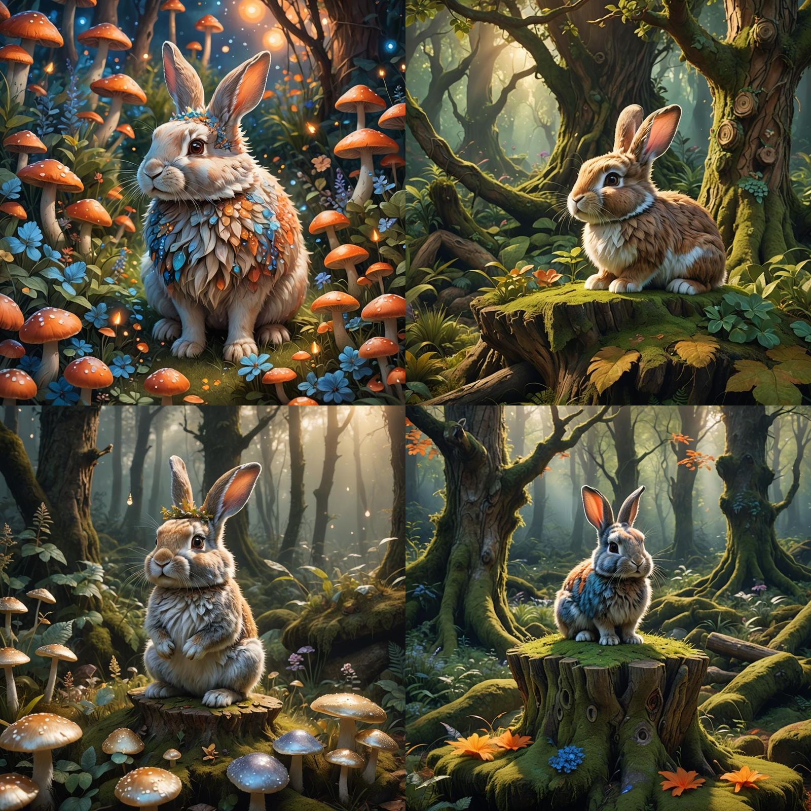 Fantastical Fluffy Rabbit: Detailed Matte Painting