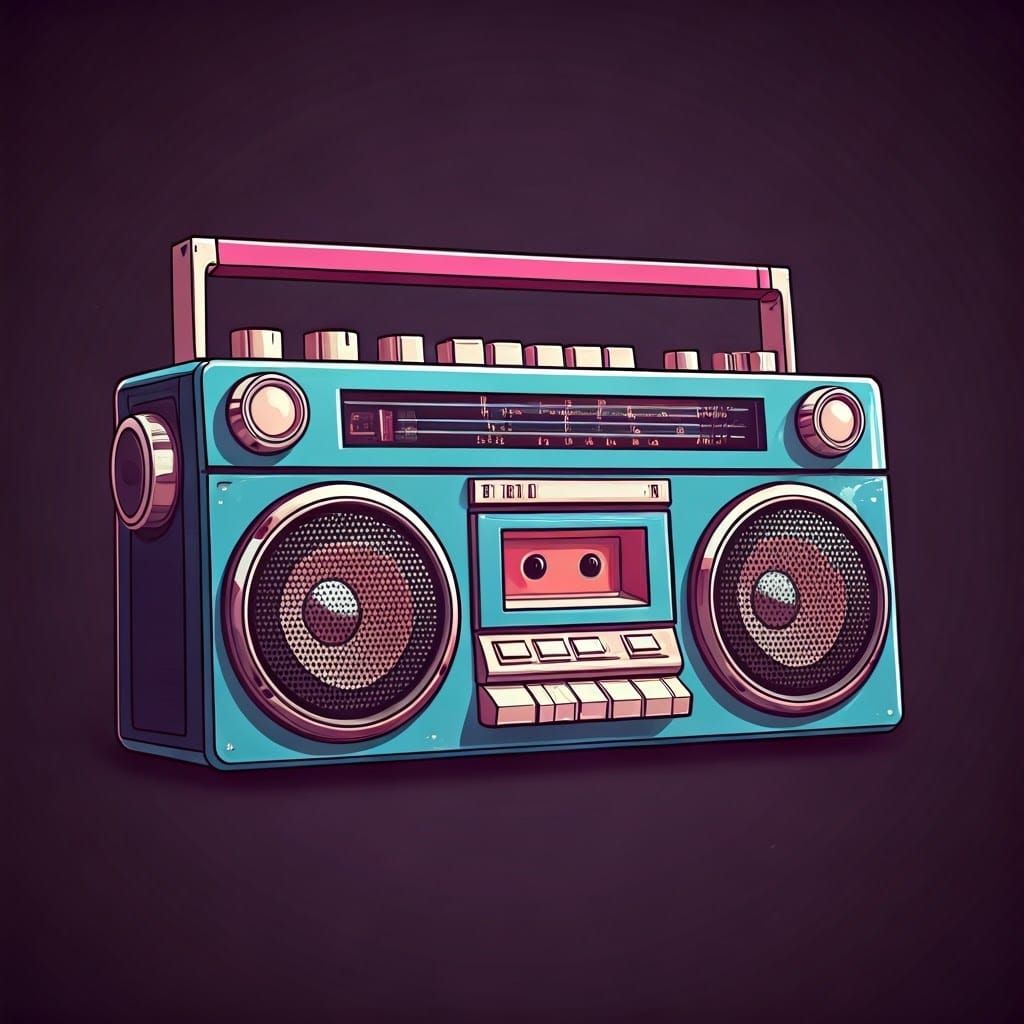 Vibrant Boombox in Pop Art Style