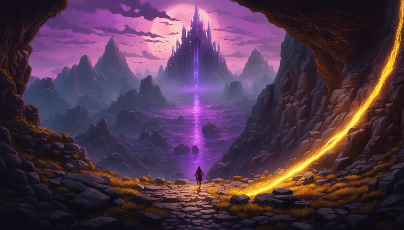 Mountain Portal to Another Realm: Dark Fantasy Art