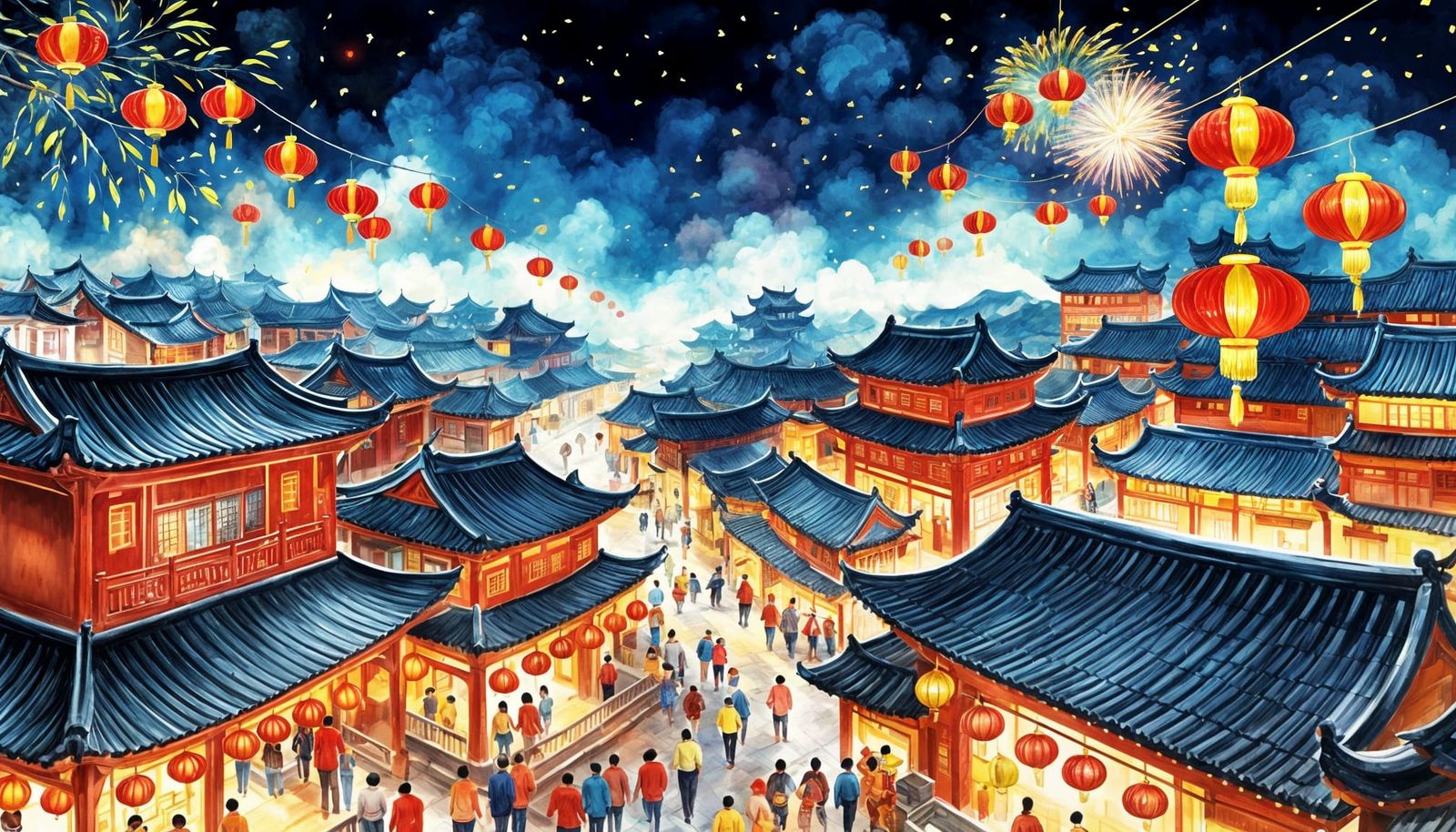 Chinese New Year Celebration in a Traditional Village