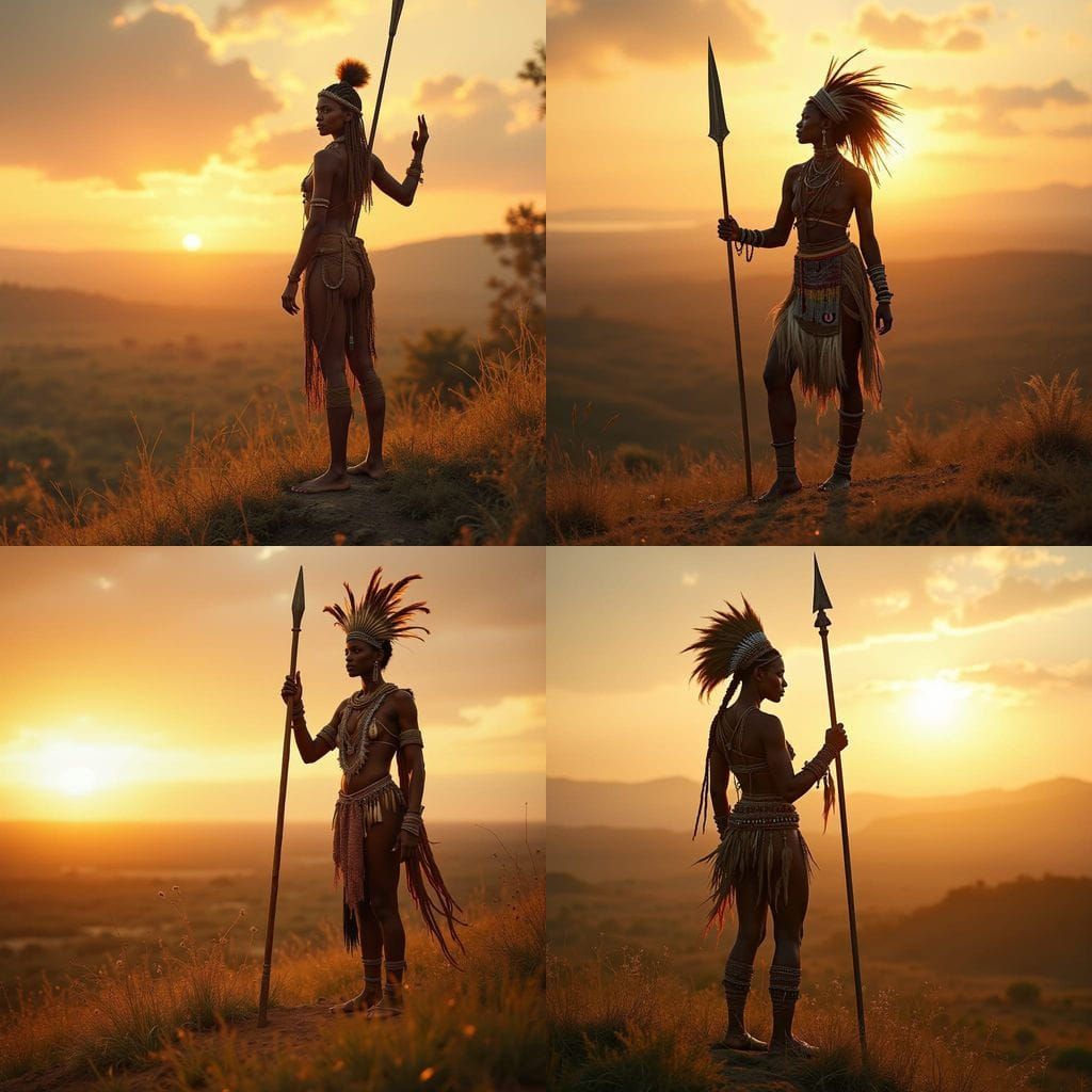 Zulu Warrior Queen in Golden Light
