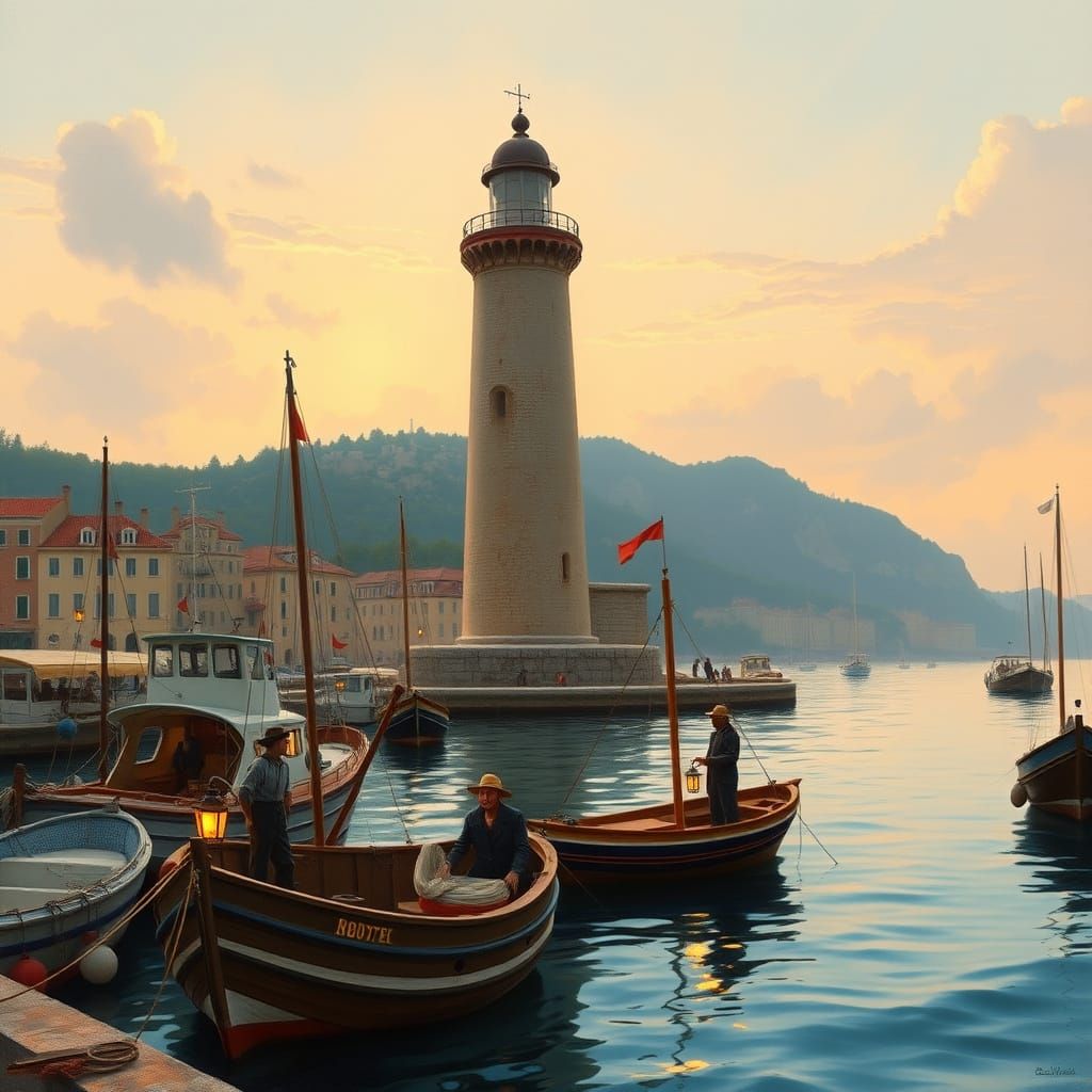 Italian Harbor Lighthouse in Classical Maritime Style