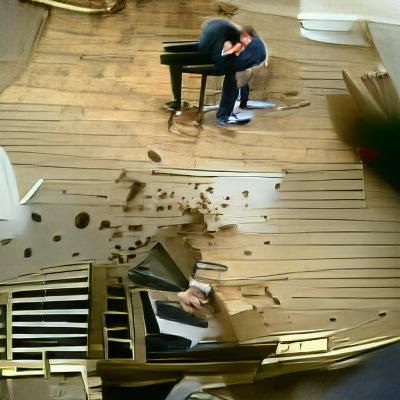 Cartoon Cat's Piano Destruction Melancholy