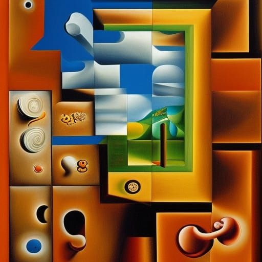 Surreal Tetris in Salvador Dali Style