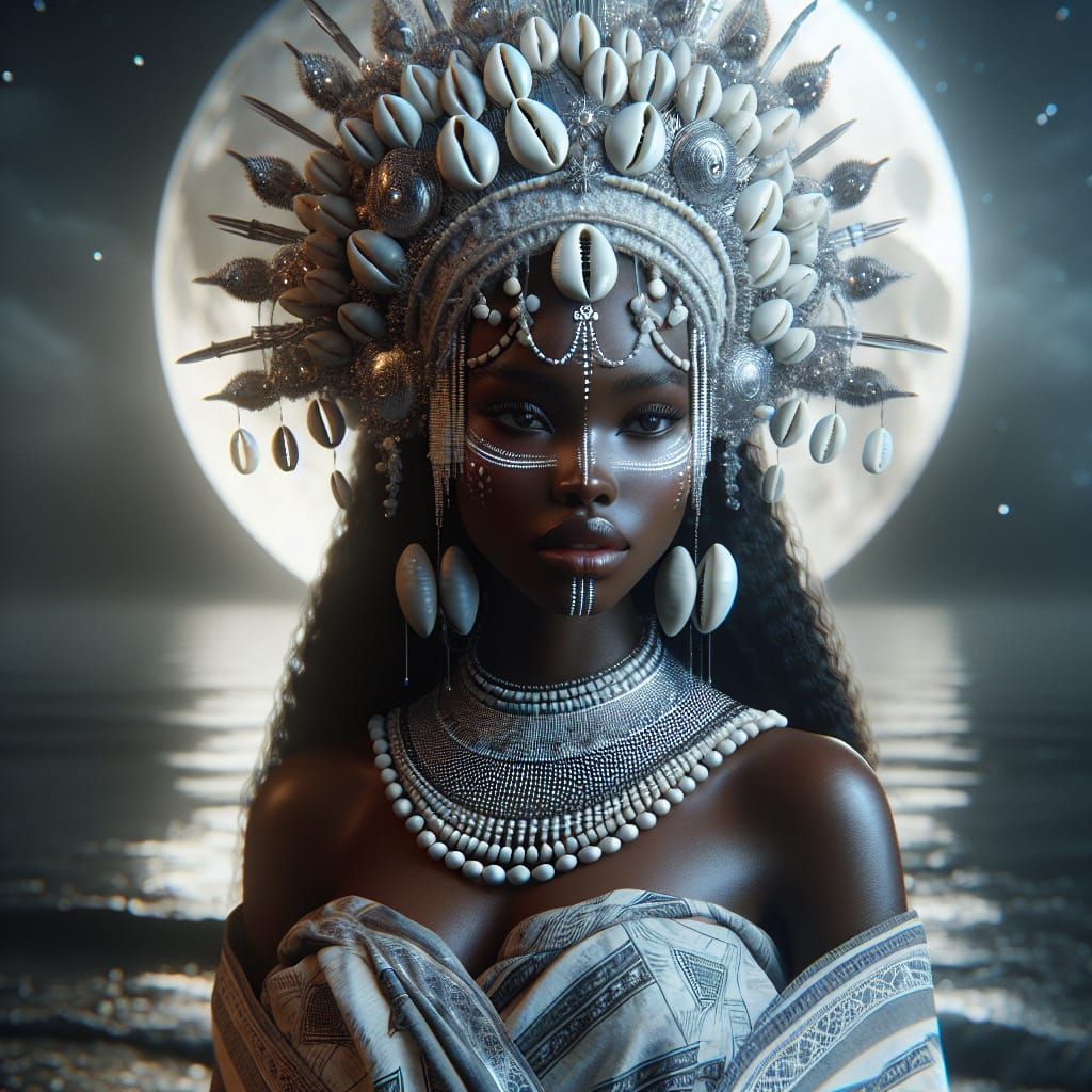 Gleti: Beninese Moon Goddess in Digital Painting