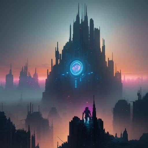 Giant Machine Over Town: Fantasy Concept Art