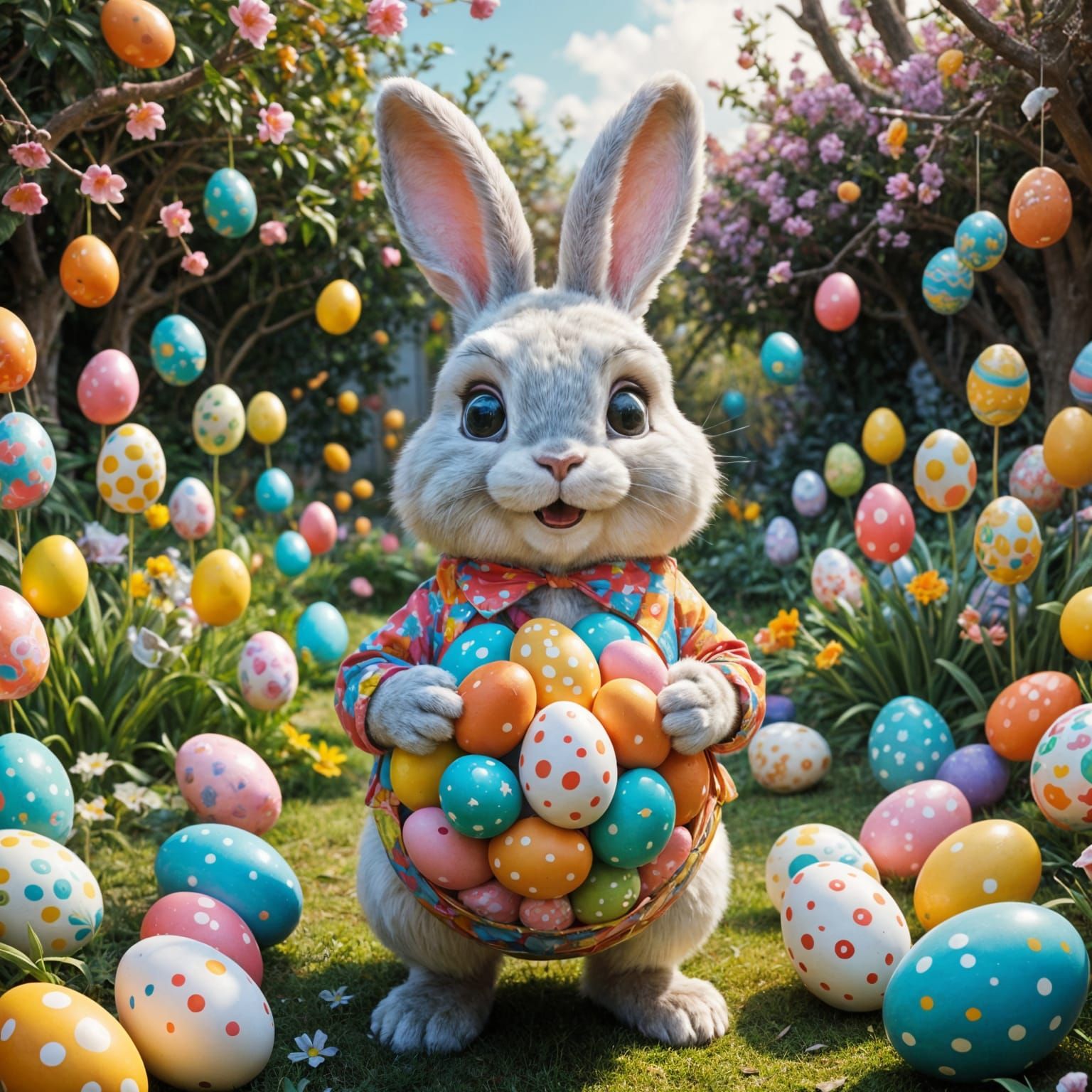 Vibrant Easter Celebration in Whimsical Style